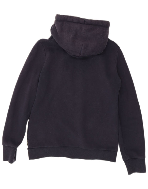 Superdry Womens Graphic Zip Hoodie Sweater UK 12 Medium Navy Blue Cotton