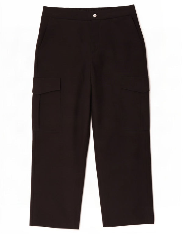 Zara Womens Straight Cargo Trousers Large W34 L30 Black Polyester