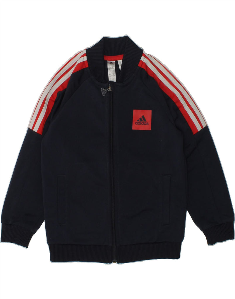 ADIDAS Boys Graphic Tracksuit Top Jacket 3-4 Years Navy Blue Polyester | Vintage Adidas | Thrift | Second-Hand Adidas | Used Clothing | Messina Hembry 