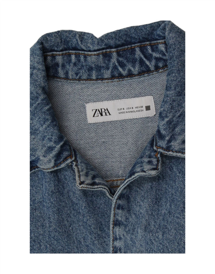 Zara Womens Denim Jumpsuit UK 10 Small Blue Cotton