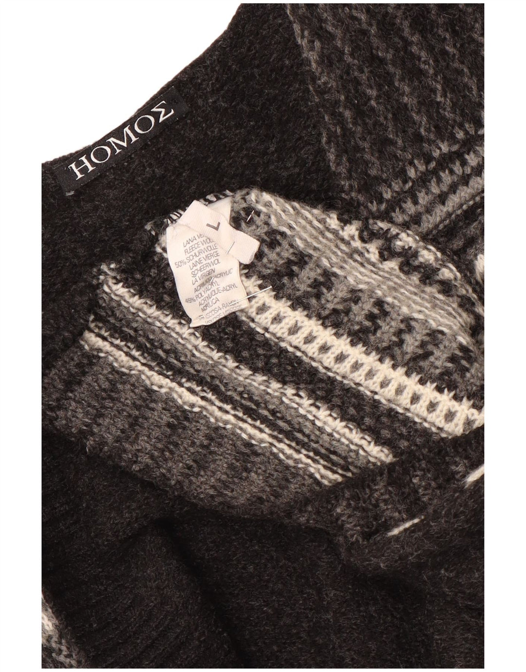 Vintage Mens Sleeveless Cardigan Sweater Large Grey Striped Wool