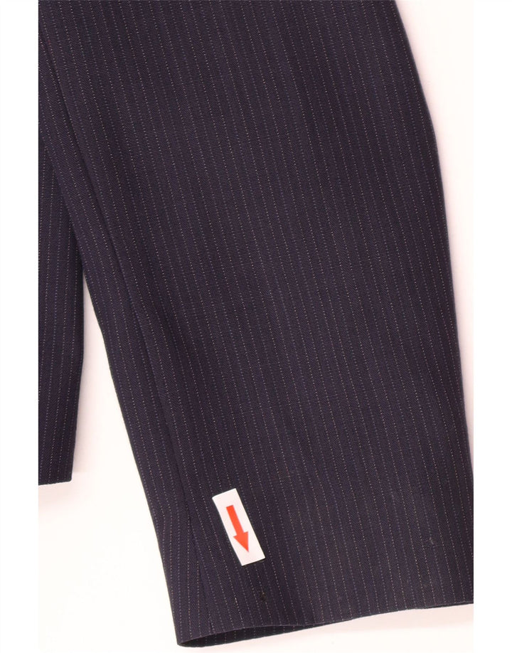 Vintage Womens 1 Button Blazer Jacket IT 46 Large Navy Blue Pinstripe