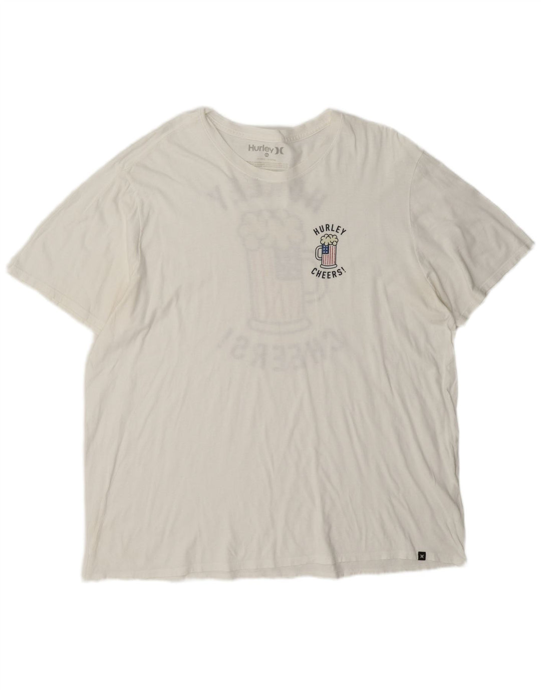 Hurley Mens Graphic T-Shirt Top 2XL White Cotton