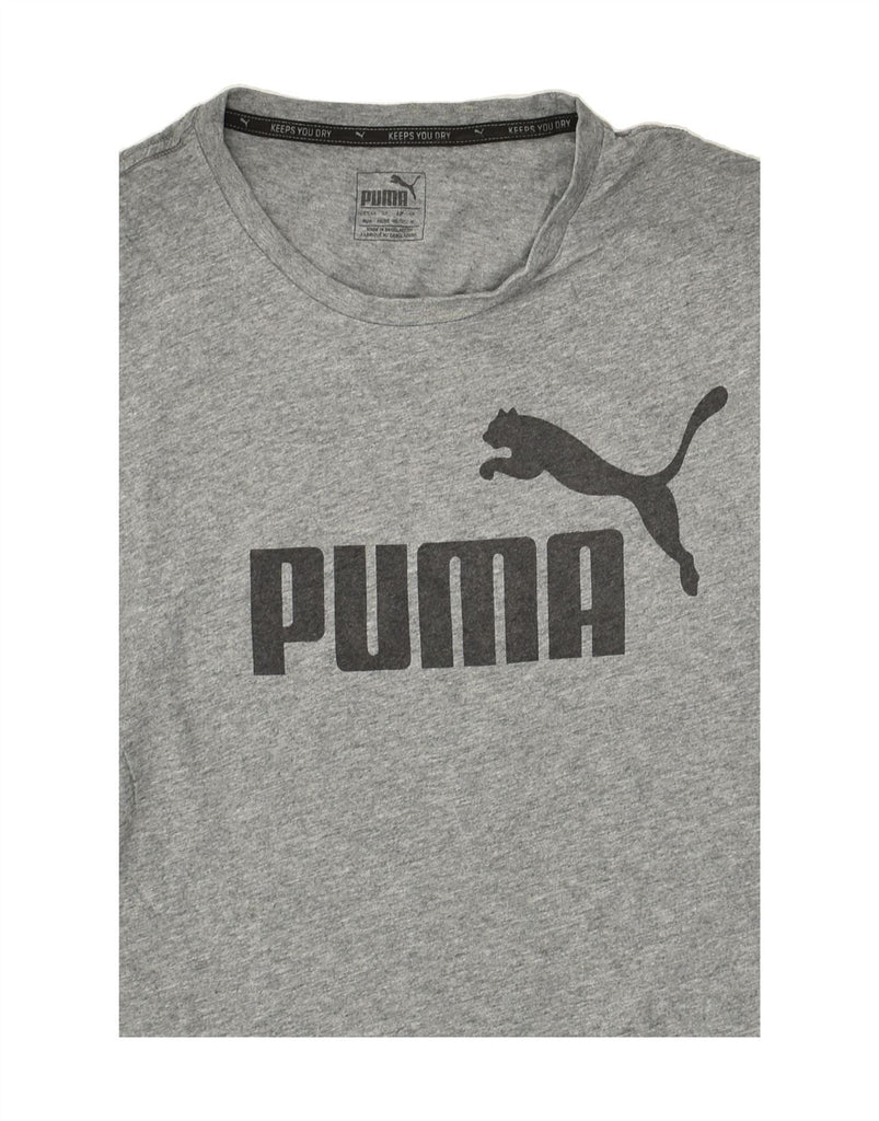 PUMA Mens Graphic T-Shirt Top Medium Grey Cotton | Vintage Puma | Thrift | Second-Hand Puma | Used Clothing | Messina Hembry 