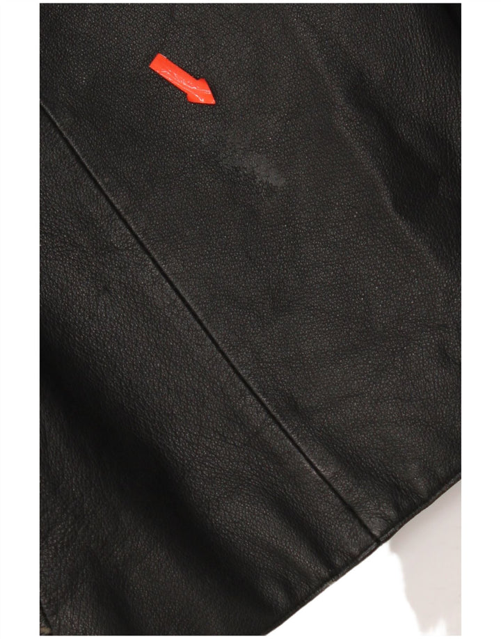 Angelo Litrico Mens Leather Coat UK 38 Medium Black Leather