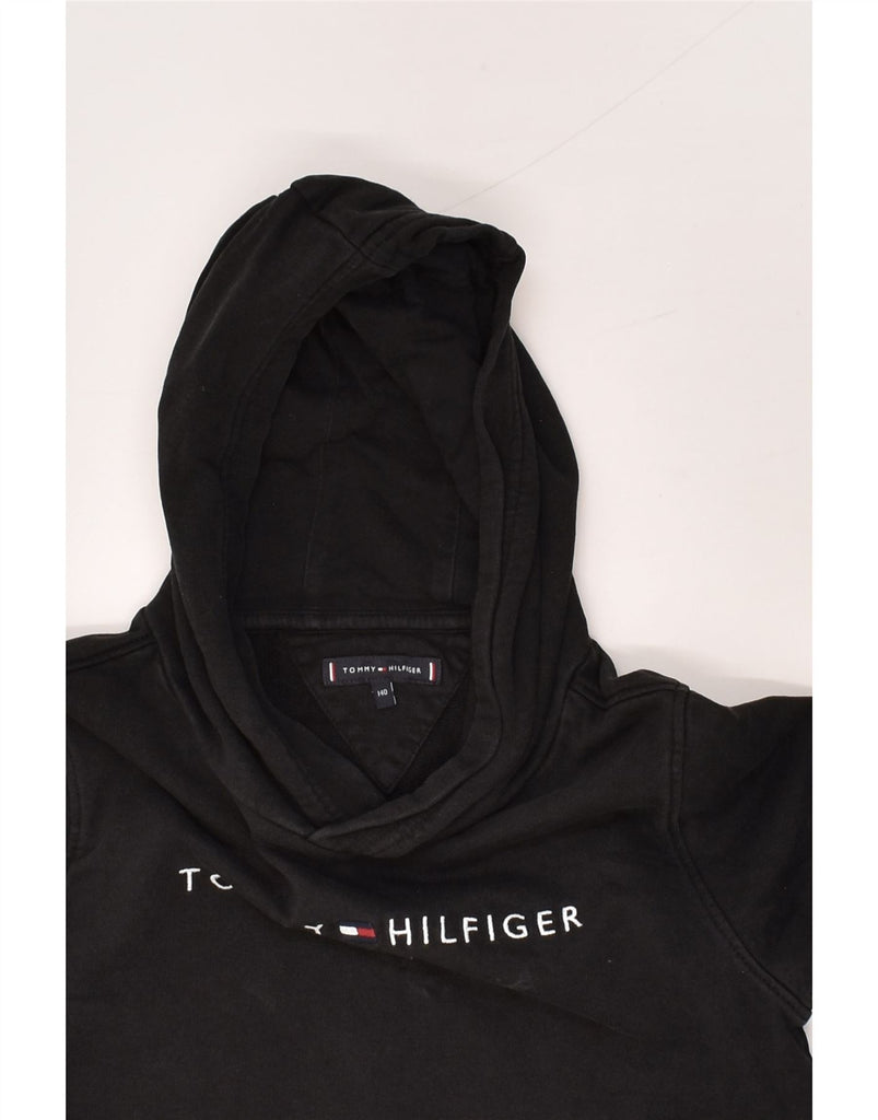 TOMMY HILFIGER Boys Graphic Hoodie Jumper 9-10 Years Black Cotton | Vintage Tommy Hilfiger | Thrift | Second-Hand Tommy Hilfiger | Used Clothing | Messina Hembry 