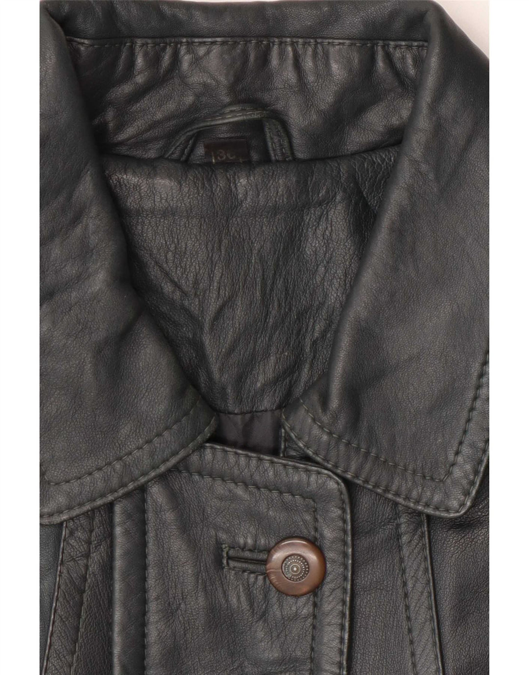 Vintage Womens Leather Coat EU 38 Medium Grey