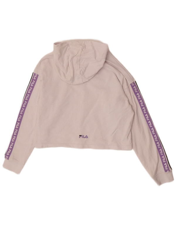 Fila Girls Crop Graphic Hoodie Jumper 13-14 Years White Colourblock Cotton