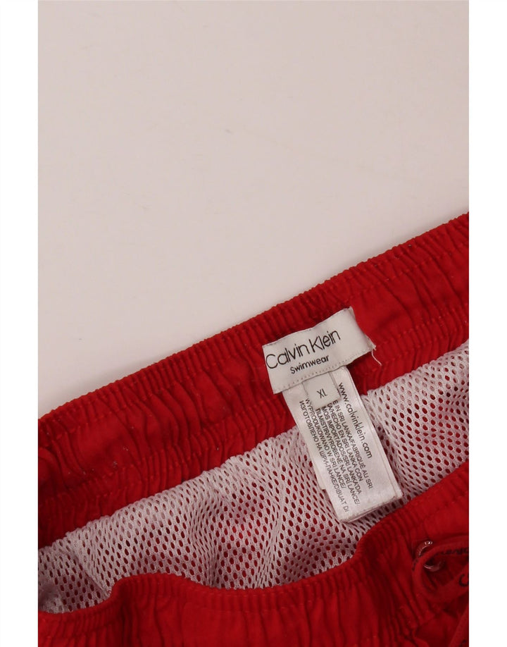 CALVIN KLEIN Mens Graphic Swimming Shorts XL  Red Colourblock Polyester
