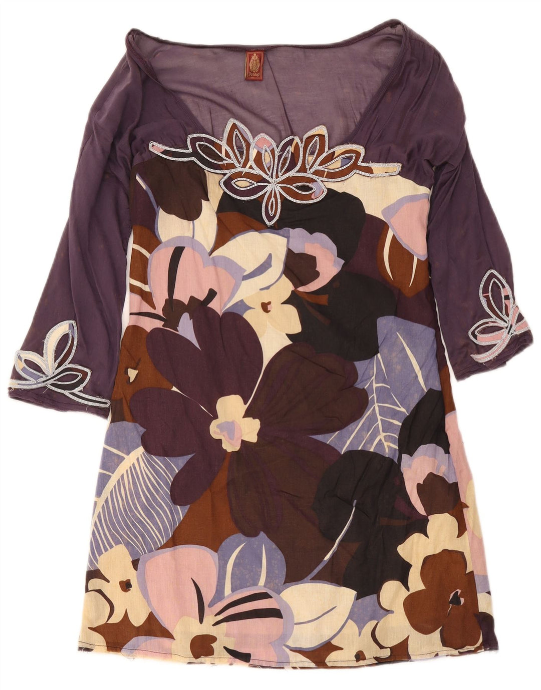 Dondup Womens 3/4 Sleeve Shift Dress IT 44 Medium Multicoloured Floral