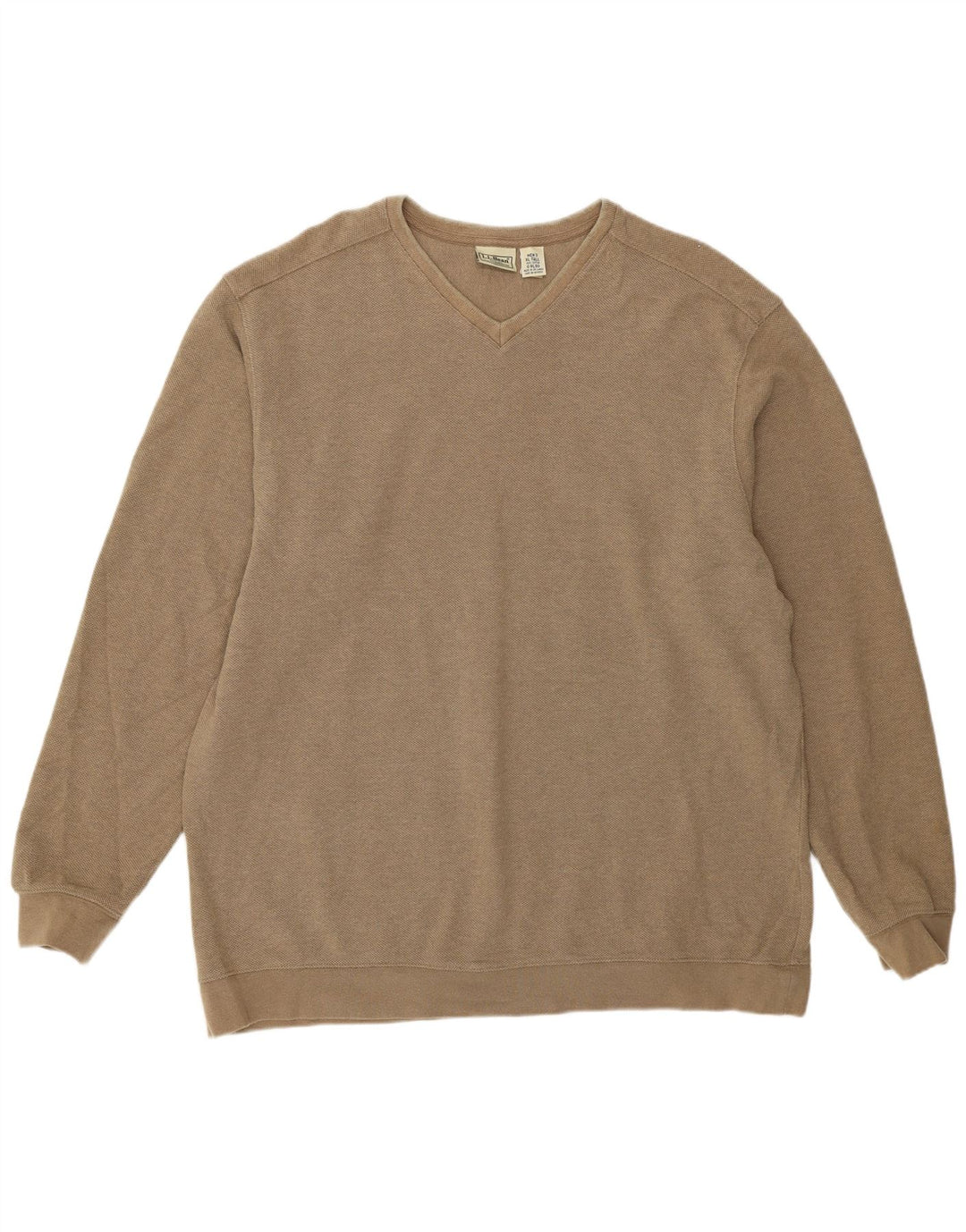 L.L.Bean Mens Top Long Sleeve XL Beige Cotton