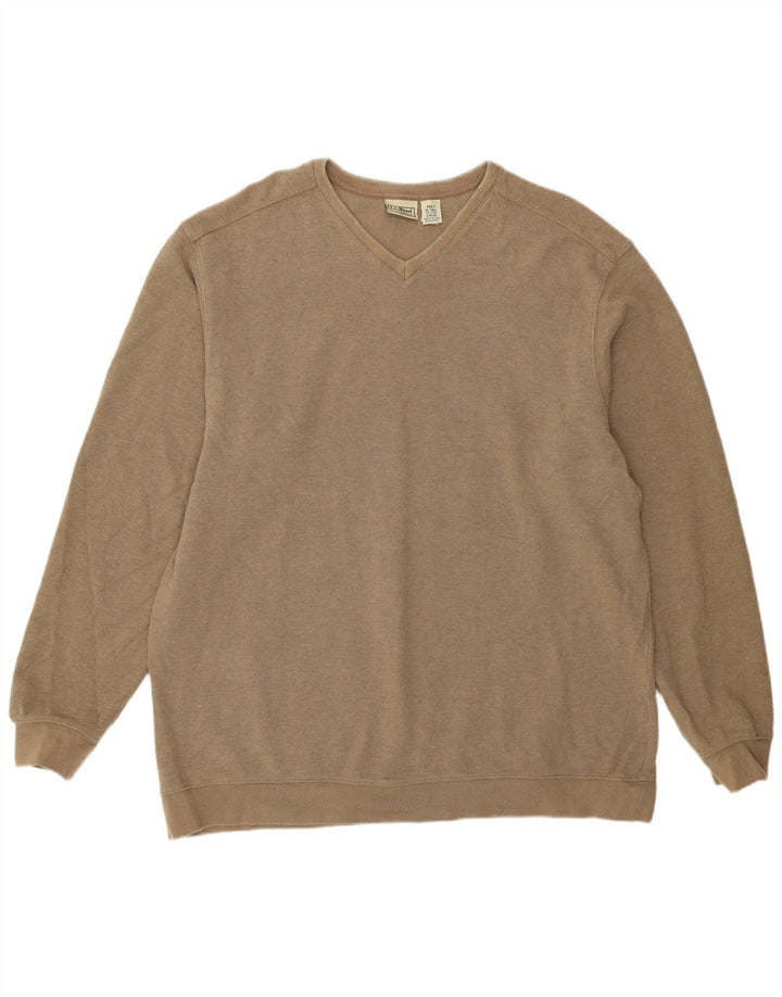 L.L.Bean Mens Top Long Sleeve XL Beige Cotton