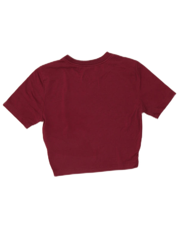 Nike Womens Crop Slim Fit T-Shirt Top UK 6 XS Burgundy Polyester
