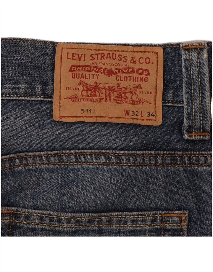 LEVI'S Mens 511 Slim Denim Shorts W32 Medium Blue Cotton