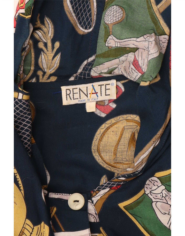 Renate Womens Oversized Abstract Pattern Shirt Blouse UK 16 Large Navy Blue
