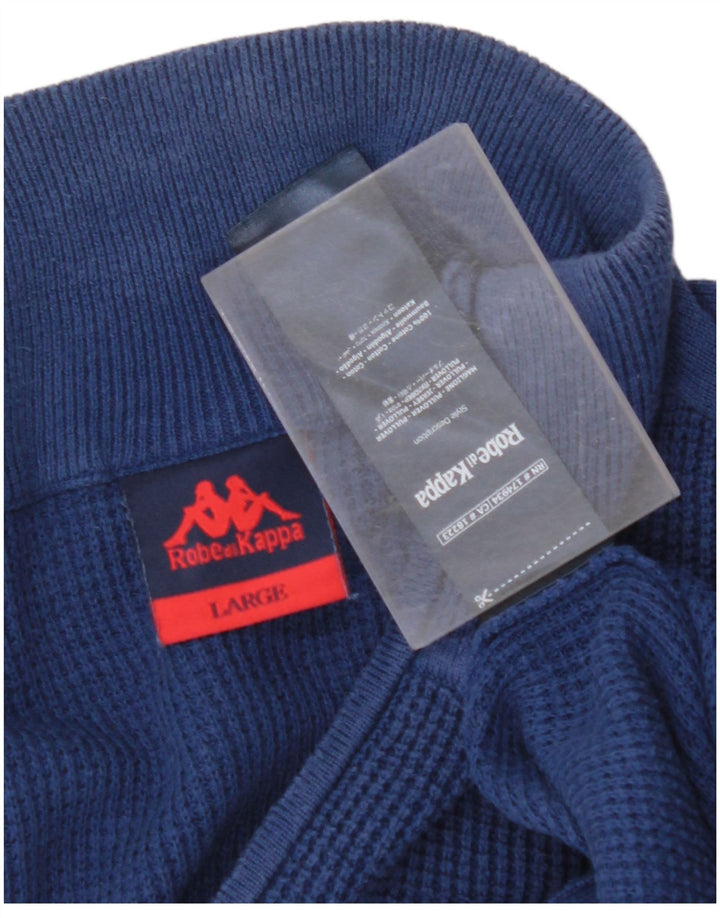 KAPPA Mens Zip Neck Jumper Sweater Large Blue Cotton