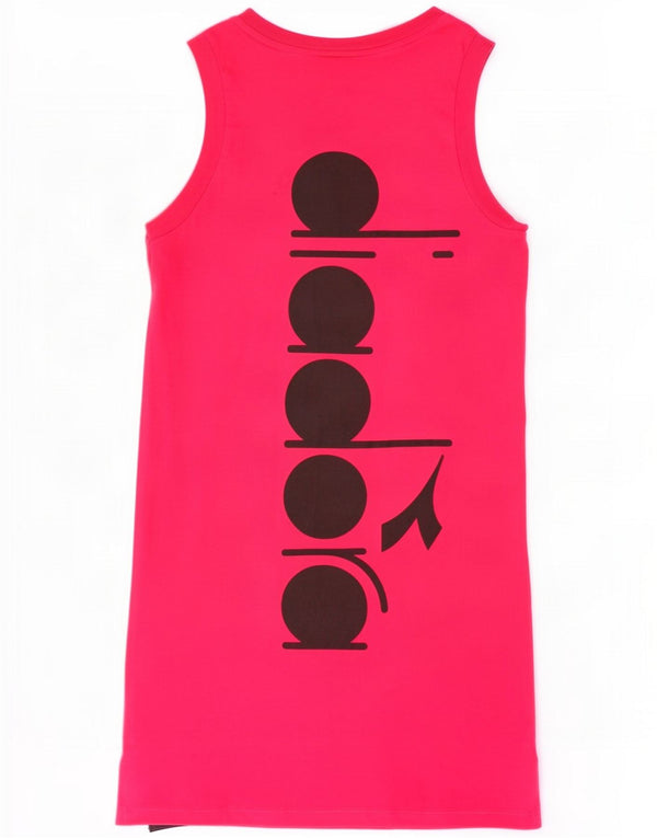 Diadora Girls Graphic Sleeveless T-Shirt Dress 11-12 Years Pink Colourblock