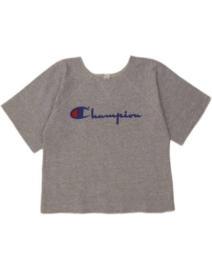 CHAMPION Womens Oversized Graphic T-Shirt Top UK 10 Small Grey Cotton Vintage Champion and Second-Hand Champion from Messina Hembry 