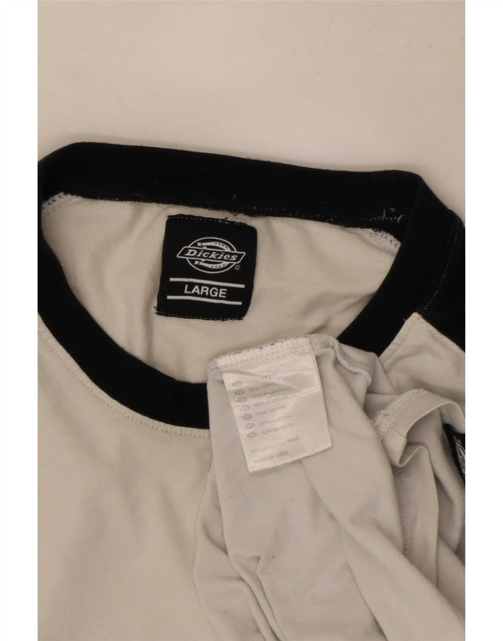 Dickies Mens Top Long Sleeve Large White Colourblock Cotton