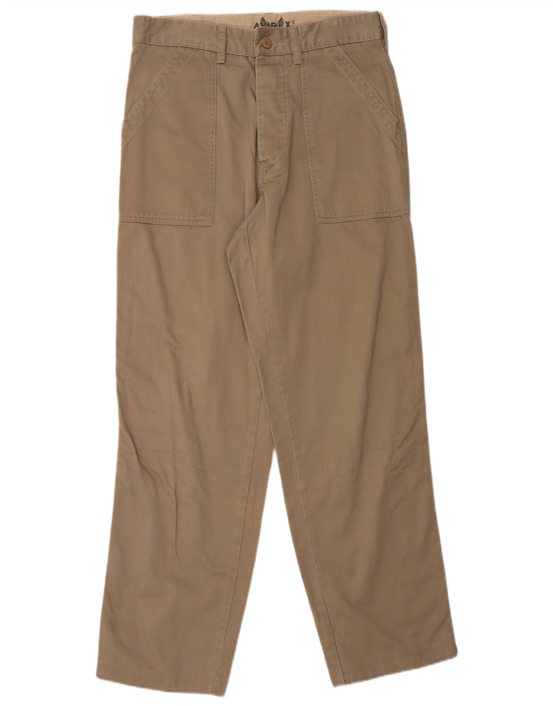AVIREX Mens Straight Chino Trousers W28 L30 Beige Cotton