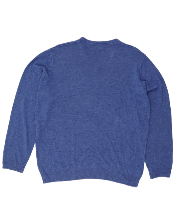 Marks & Spencer Mens V-Neck Jumper Sweater 2XL Blue Acrylic