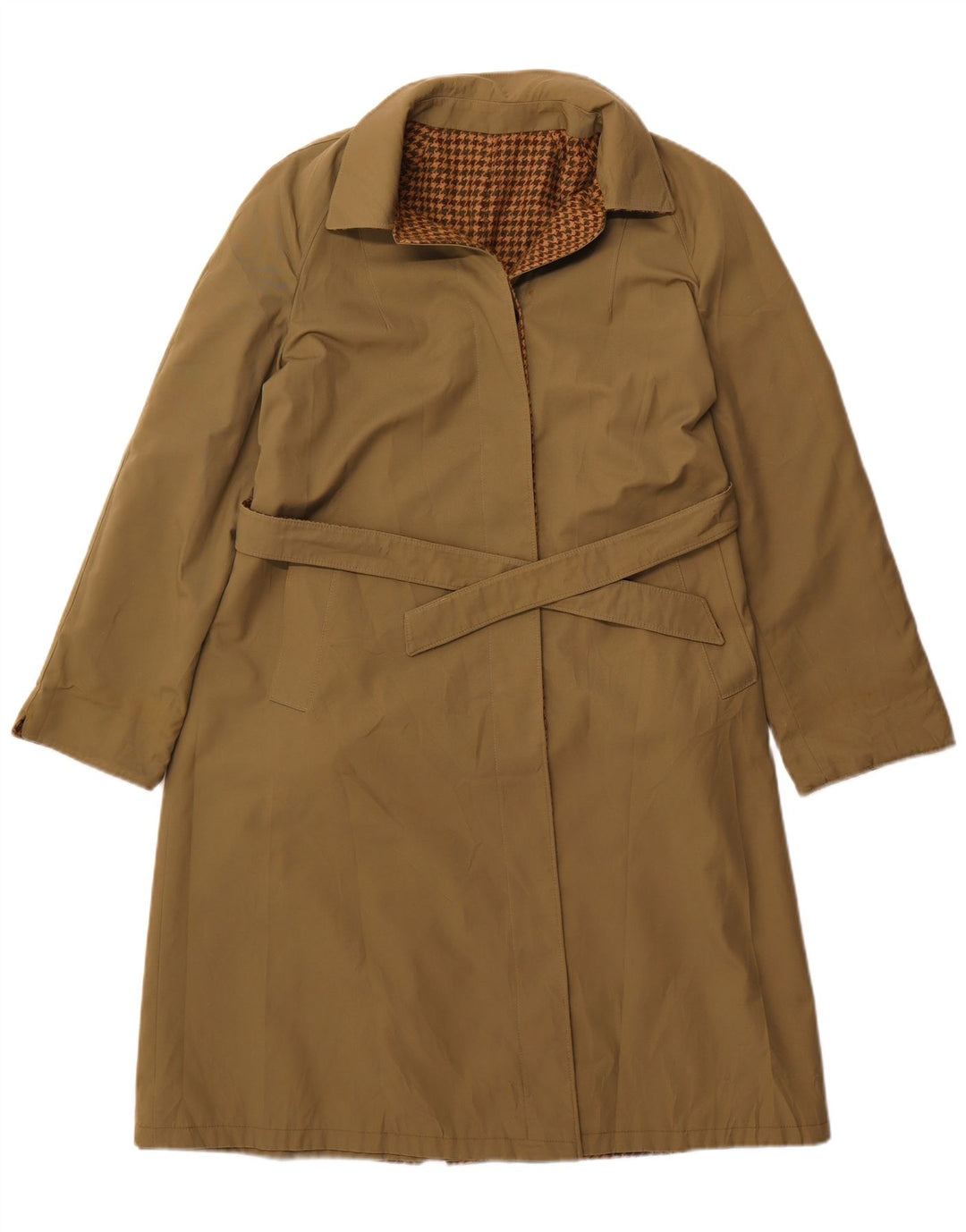 Vintage Womens Reversible Overcoat UK 14 Medium Brown Houndstooth
