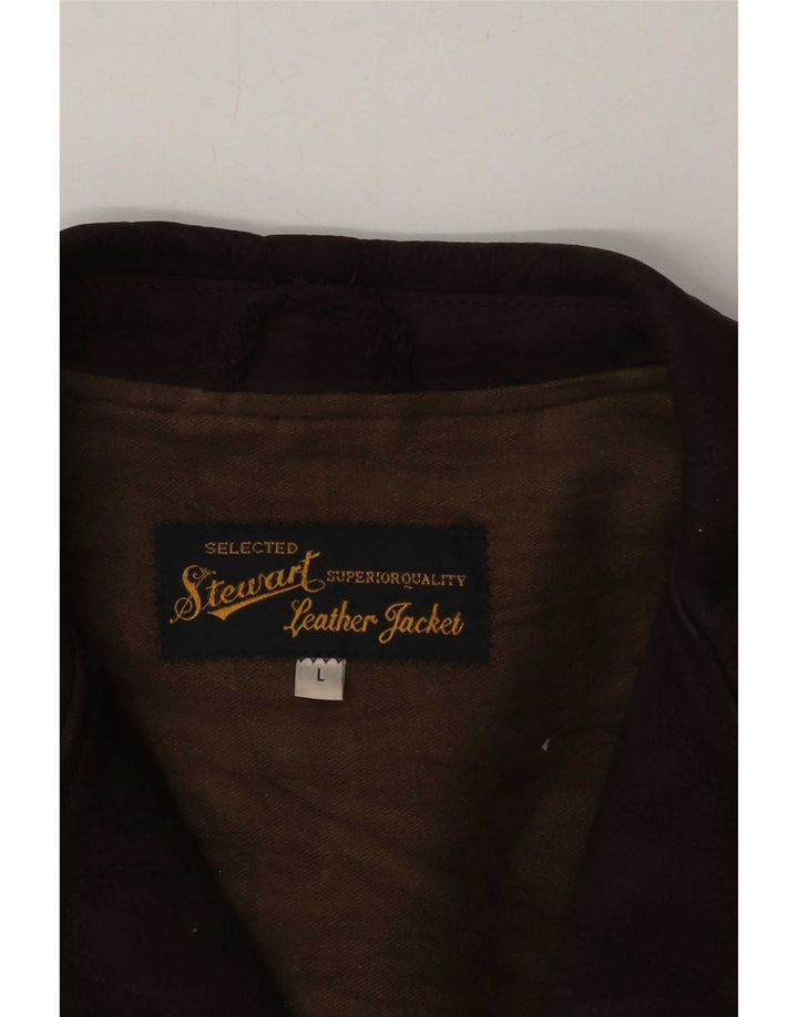 Stewart Mens Leather Jacket UK 40 Large Brown