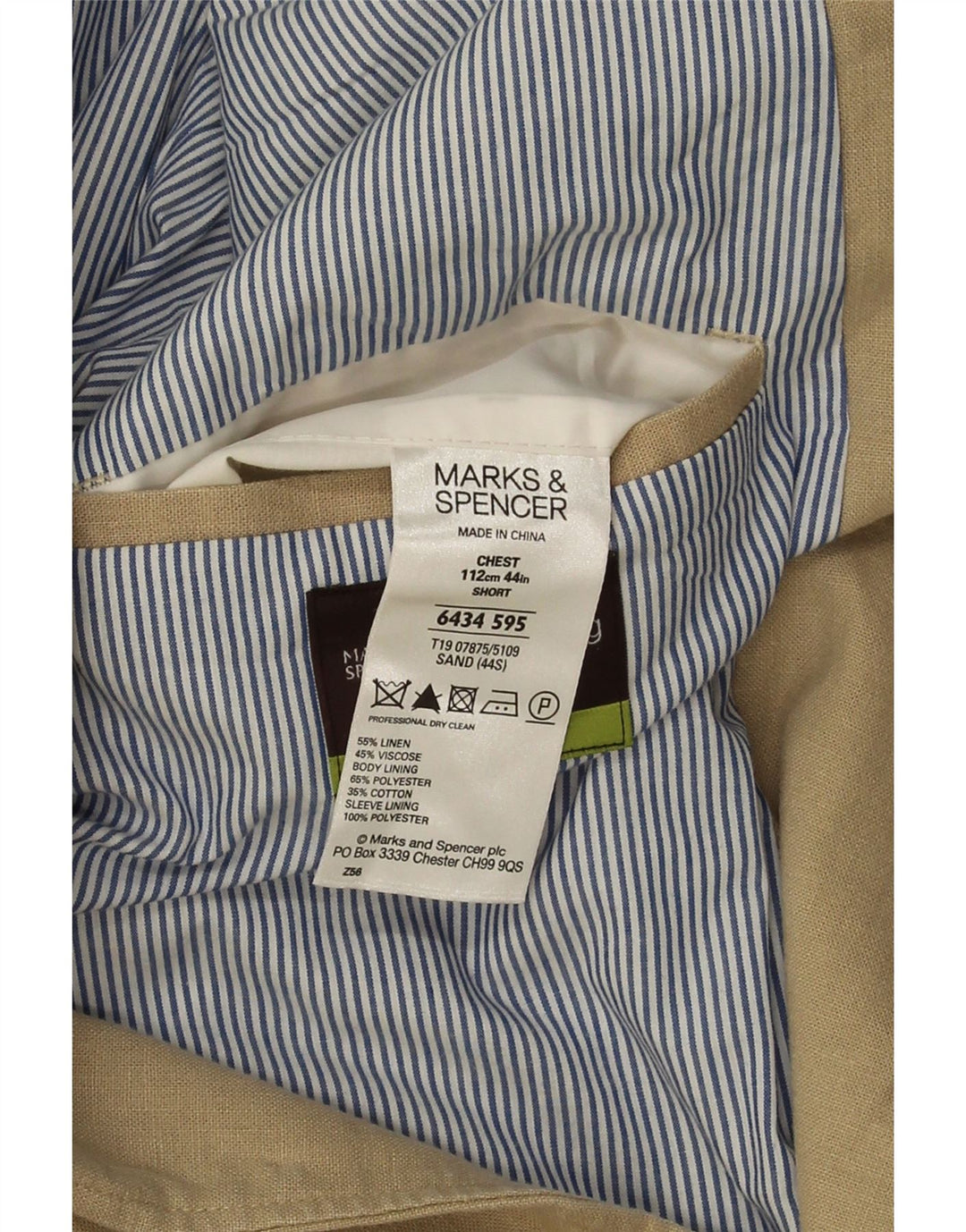 Marks & Spencer Mens 2 Button Blazer Jacket UK 40 Large Beige Linen