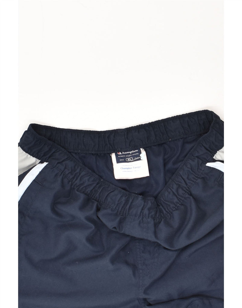 CHAMPION Mens Graphic Sport Shorts XL Navy Blue Polyester | Vintage Champion | Thrift | Second-Hand Champion | Used Clothing | Messina Hembry 