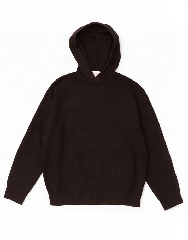 Zara Mens Hooded Jumper Sweater Medium Black Viscose