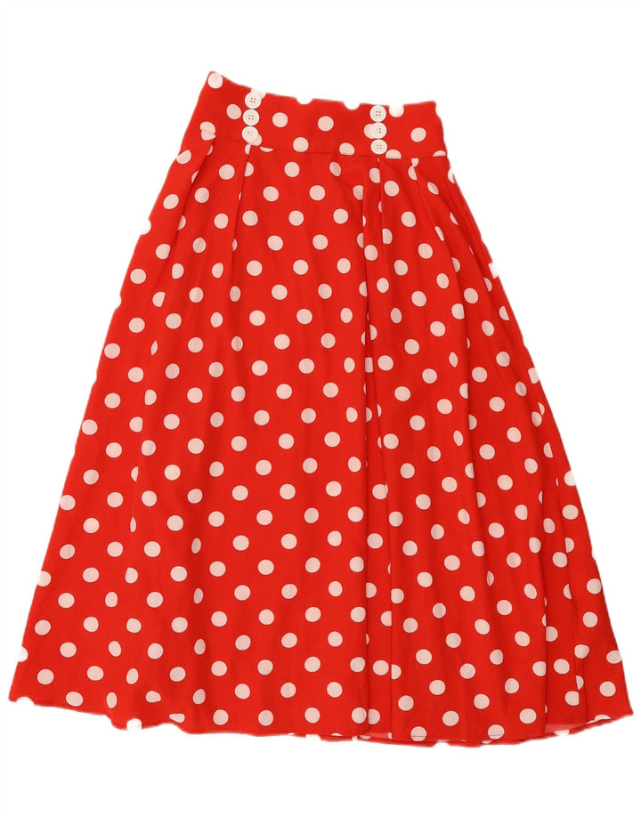 Shein Womens Flared Skirt XS W24 Red Polka Dot Polyester