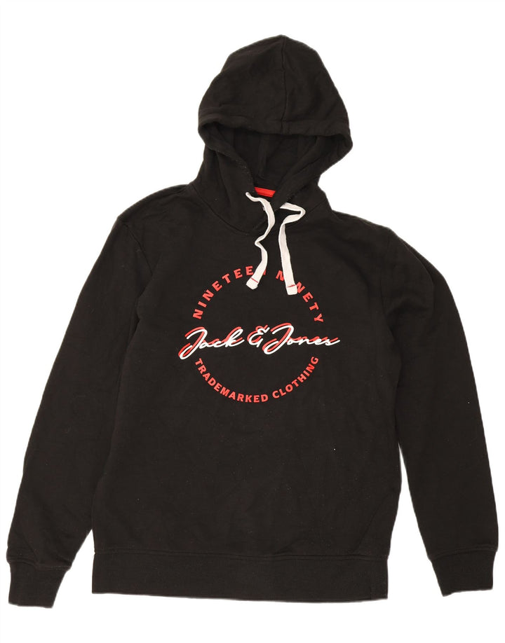 Jack & Jones Mens Graphic Hoodie Jumper Large Black