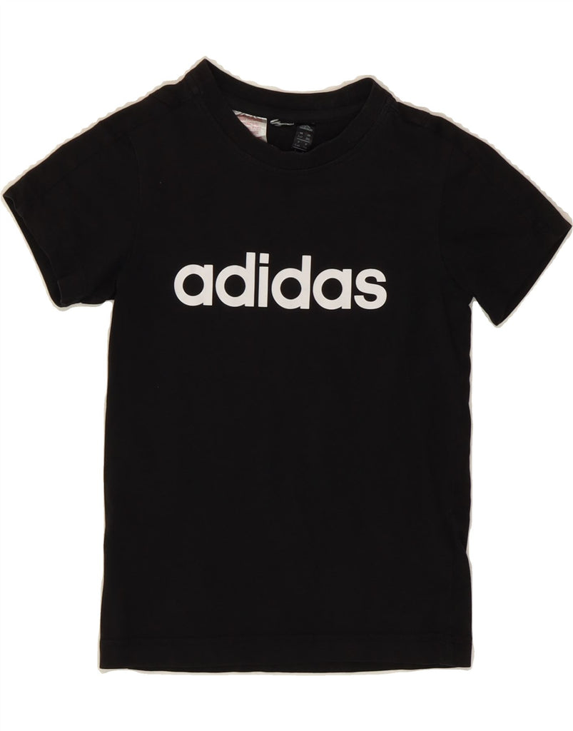 ADIDAS Boys Graphic T-Shirt Top 5-6 Years Black Vintage Adidas and Second-Hand Adidas from Messina Hembry 