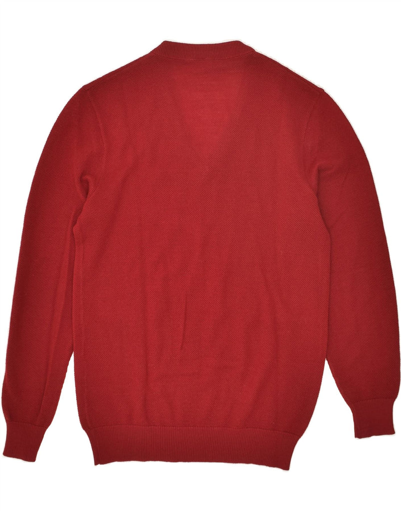 LACOSTE Mens V-Neck Jumper Sweater Size 4 Medium Red Wool | Vintage Lacoste | Thrift | Second-Hand Lacoste | Used Clothing | Messina Hembry 
