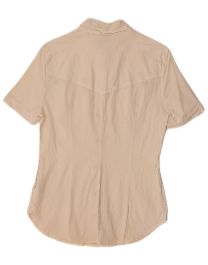 Laurel Womens Short Sleeve Shirt IT 42 Medium Off White Cotton