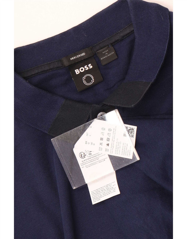 Hugo Boss Mens Polo Shirt Large Navy Blue Cotton
