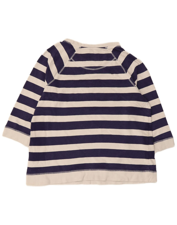 Crew Clothing Womens Graphic Top 3/4 Sleeve UK 16 Large Navy Blue Striped