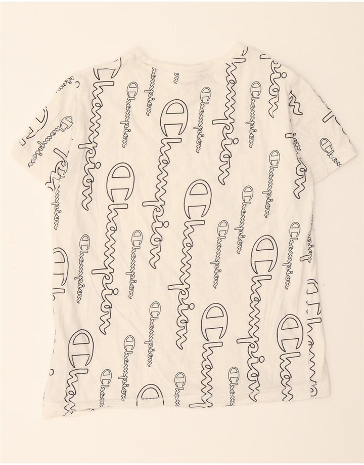 CHAMPION Womens Graphic T-Shirt Top UK 12 Medium White Cotton Vintage Champion and Second-Hand Champion from Messina Hembry 