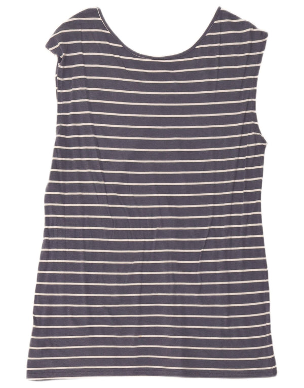 Puma Womens Vest Top UK 16 Large Navy Blue Striped Cotton