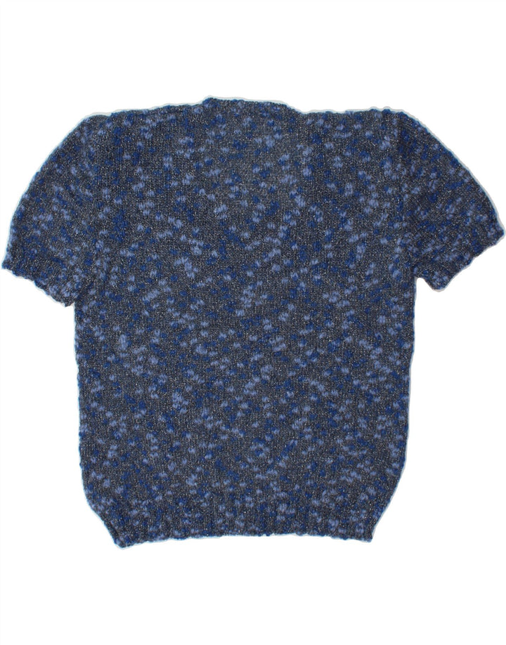 VINTAGE Womens Boat Neck Jumper Sweater UK 14 Medium Blue Flecked Vintage Vintage and Second-Hand Vintage from Messina Hembry 