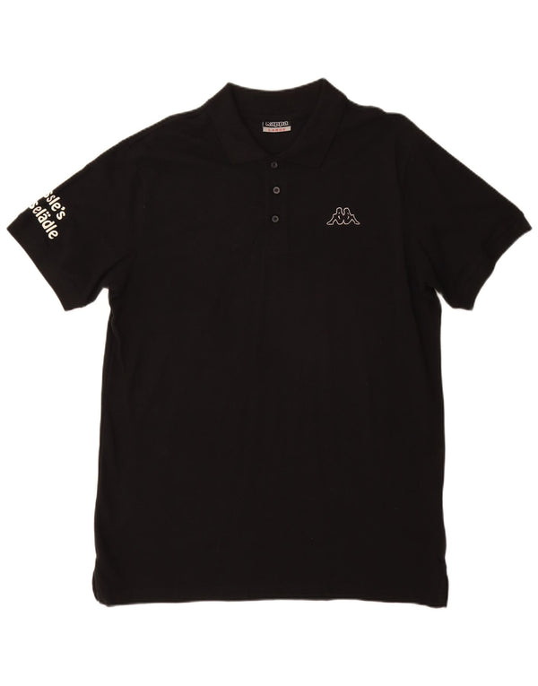 Kappa Mens Graphic Polo Shirt Large Black Cotton