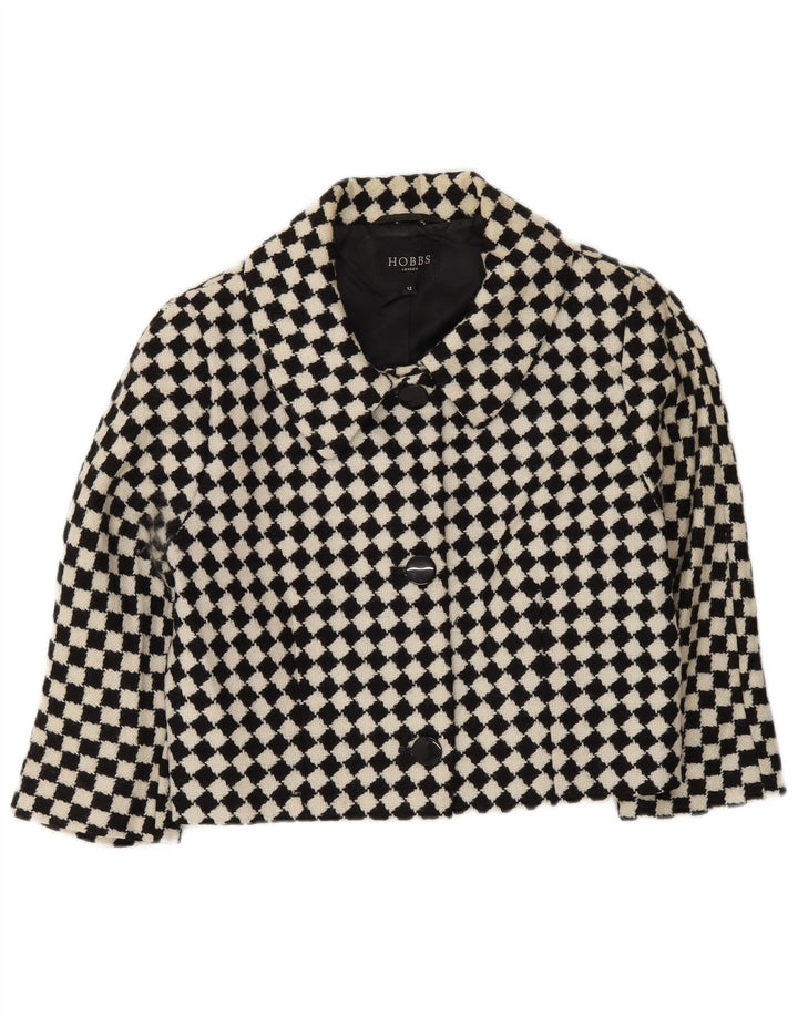 Hobbs Womens 3/4 Sleeve Bolero Jacket UK 12 Medium  Black Geometric Wool