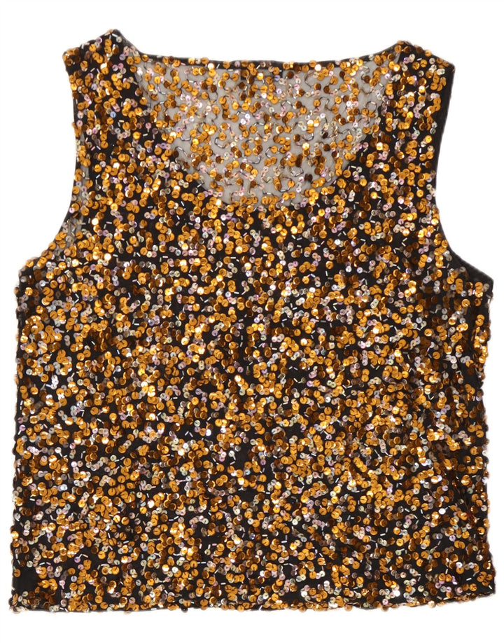 Vera Mont Womens Sequin Blouse Top UK 16 Large Gold
