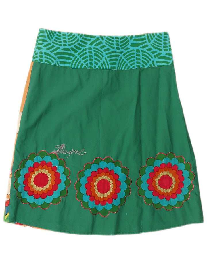 DESIGUAL Womens A-Line Skirt EU 38 Medium W28  Green Floral