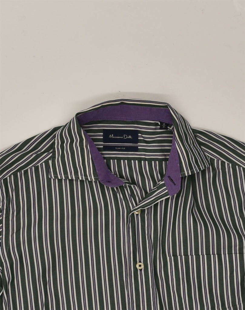 MASSIMO DUTTI Mens Slim Fit Shirt Small Green Striped Cotton | Vintage Massimo Dutti | Thrift | Second-Hand Massimo Dutti | Used Clothing | Messina Hembry 