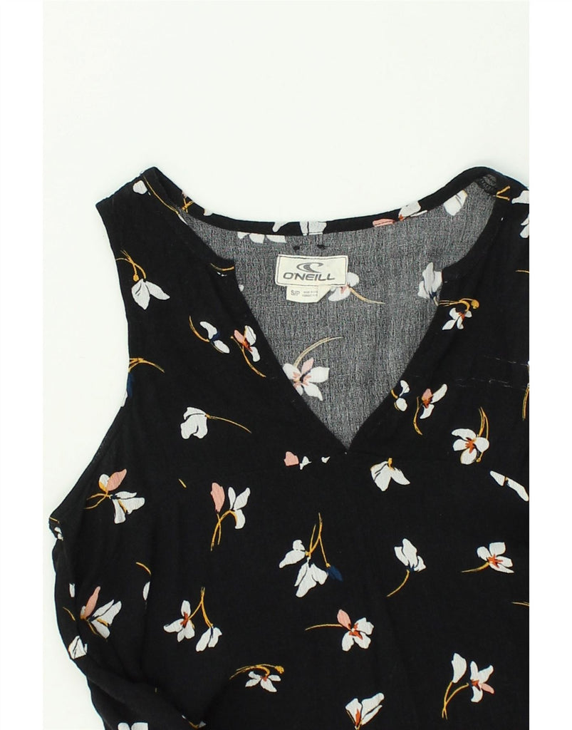 O'NEILL Womens Blouse Top UK 10 Small Black Floral Viscose | Vintage O'Neill | Thrift | Second-Hand O'Neill | Used Clothing | Messina Hembry 