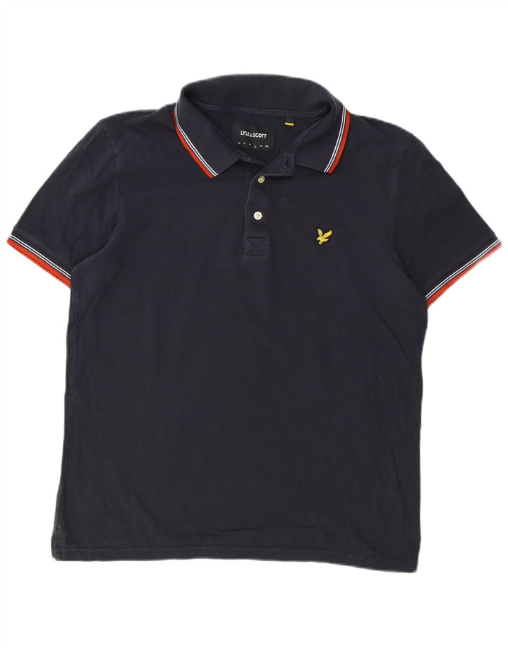 Lyle & Scott Mens Polo Shirt Large Navy Blue Cotton