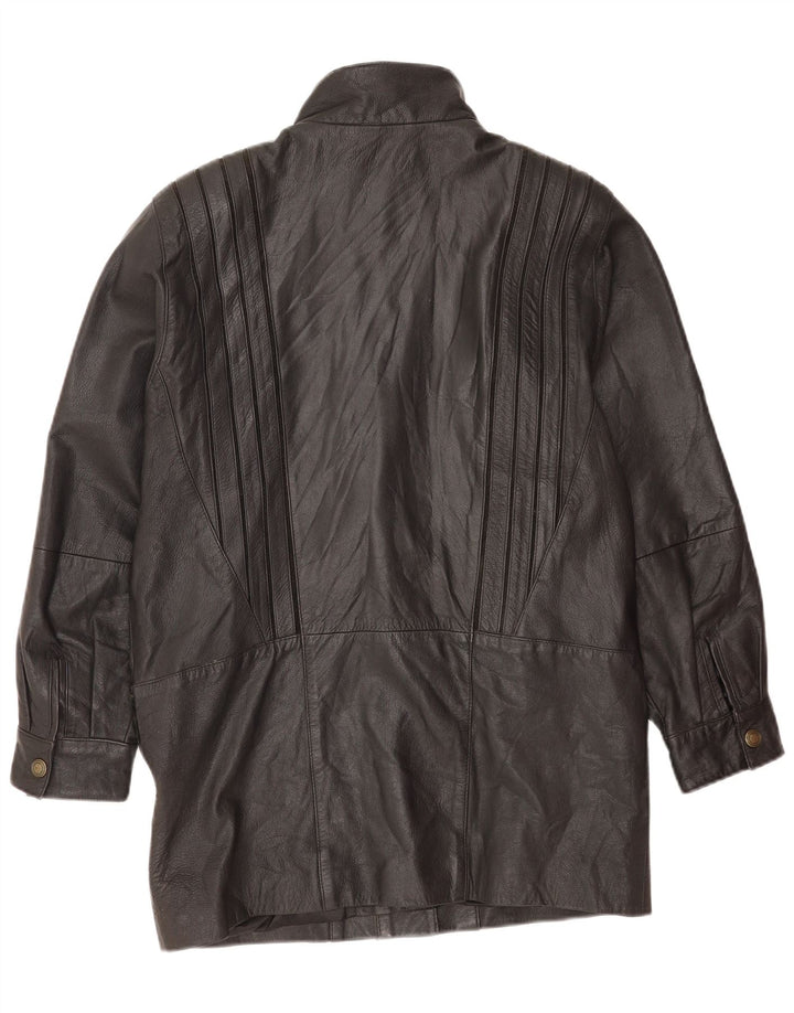 Skinz Womens Leather Jacket UK 14 Large Black Leather