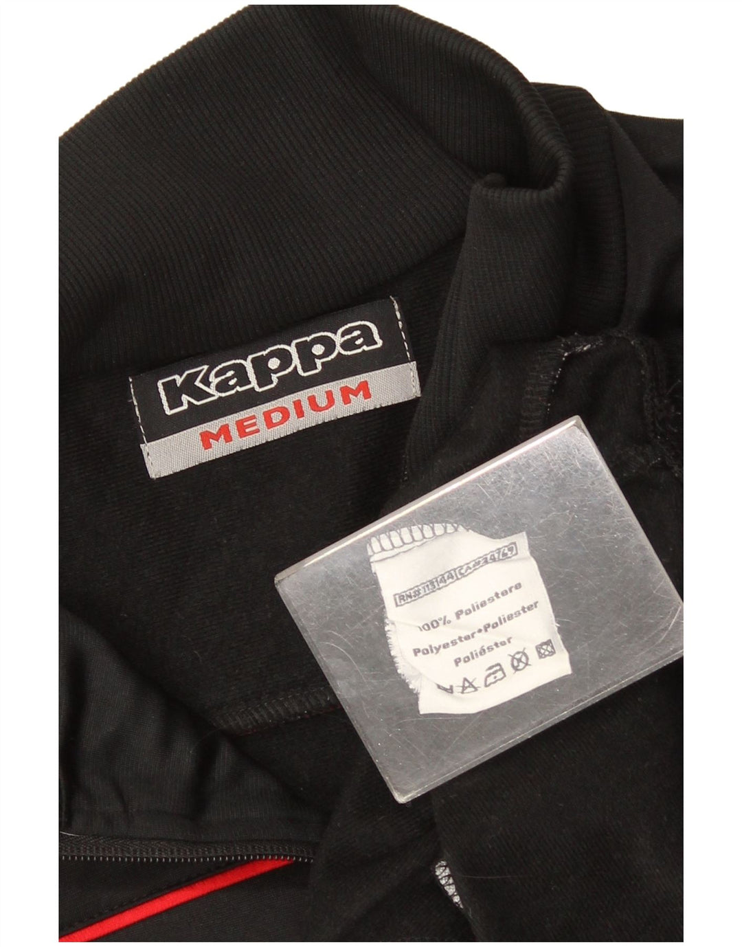 Kappa Mens Tracksuit Top Jacket Medium Black Striped Polyester