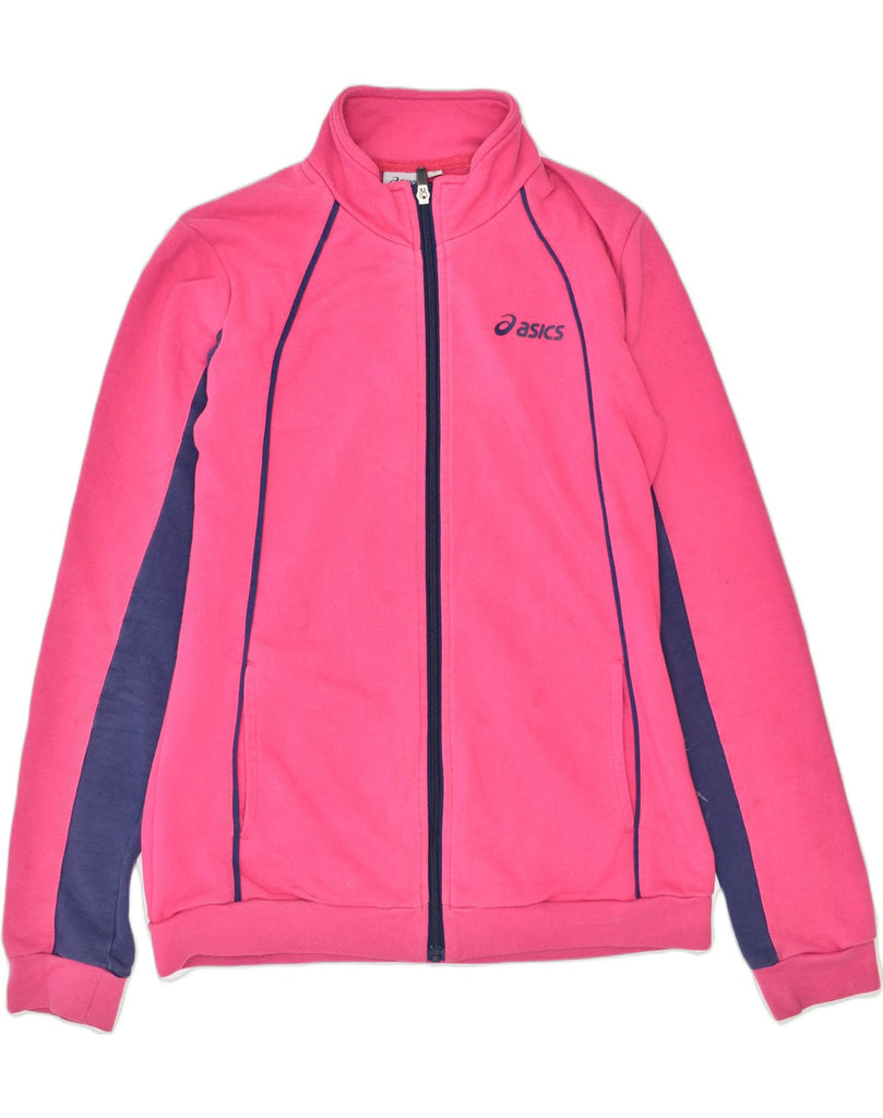 ASICS Womens Tracksuit Top Jacket UK 12 Medium Pink Cotton | Vintage | Thrift | Second-Hand | Used Clothing | Messina Hembry 